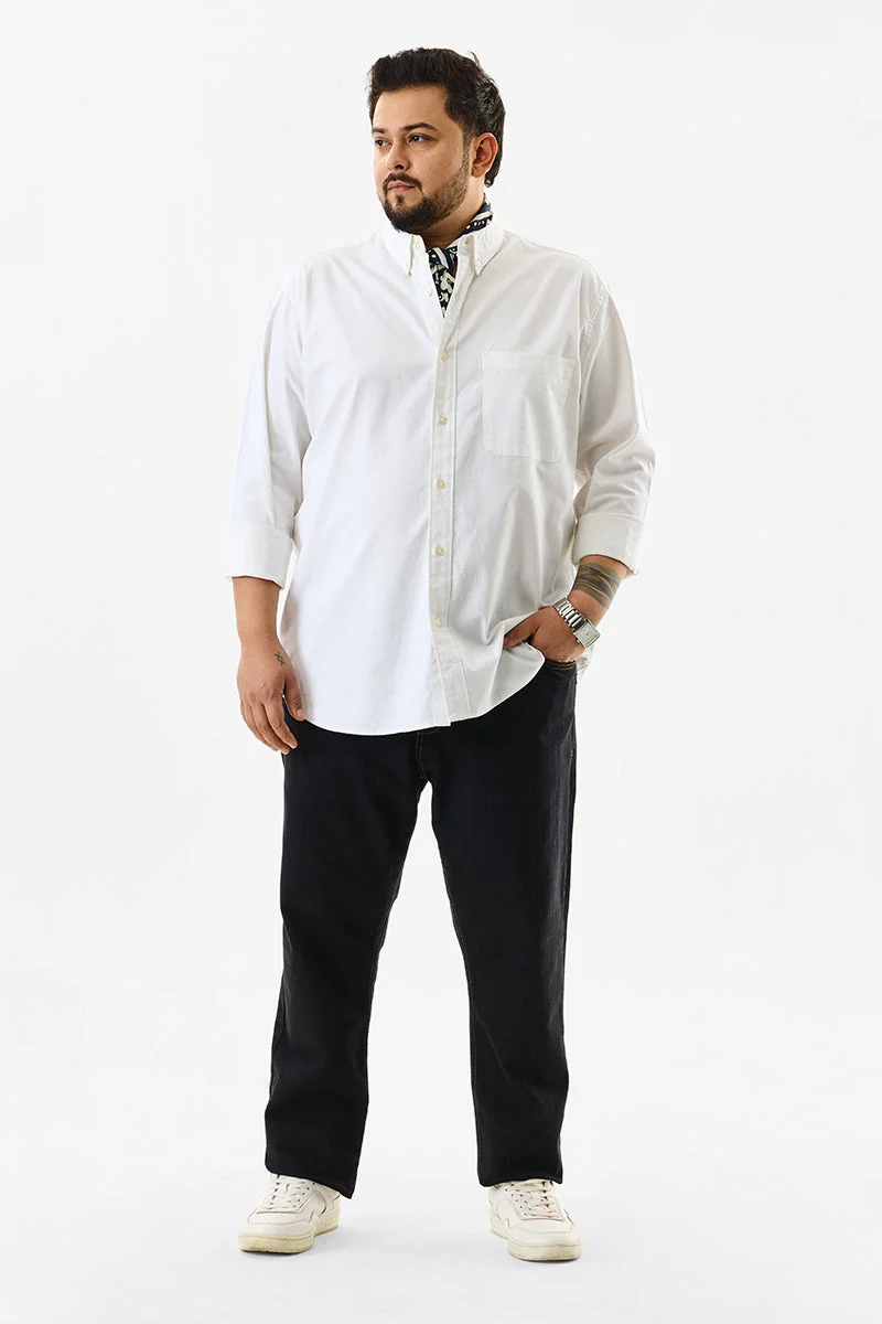 سنيتش Lucia White Plain Plus Size Shirts